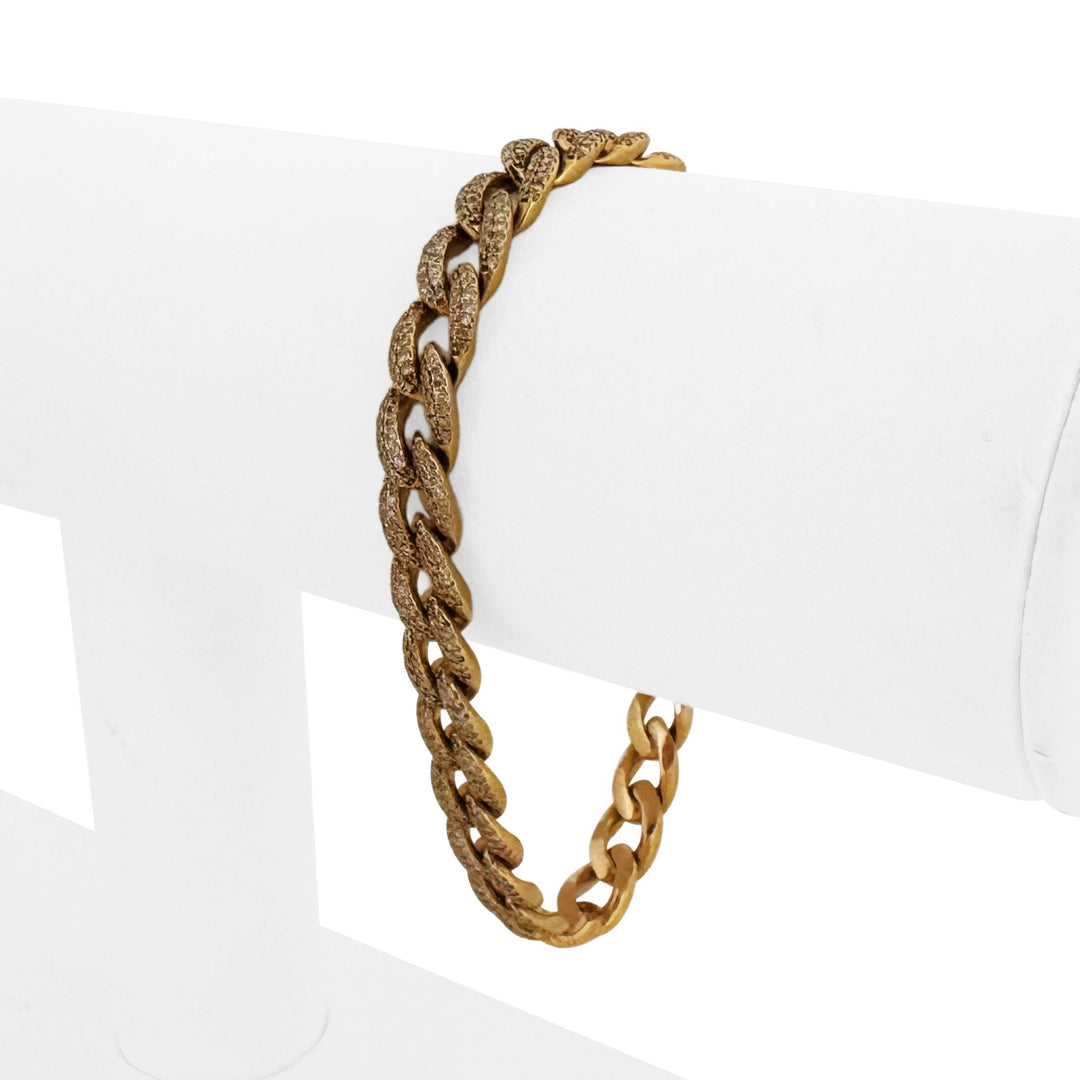 18k Yellow Gold and 4.5cttw Diamond Solid Ladies Curb Link Bracelet 7"