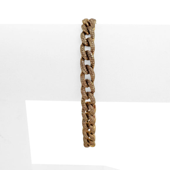 18k Yellow Gold and 4.5cttw Diamond Solid Ladies Curb Link Bracelet 7