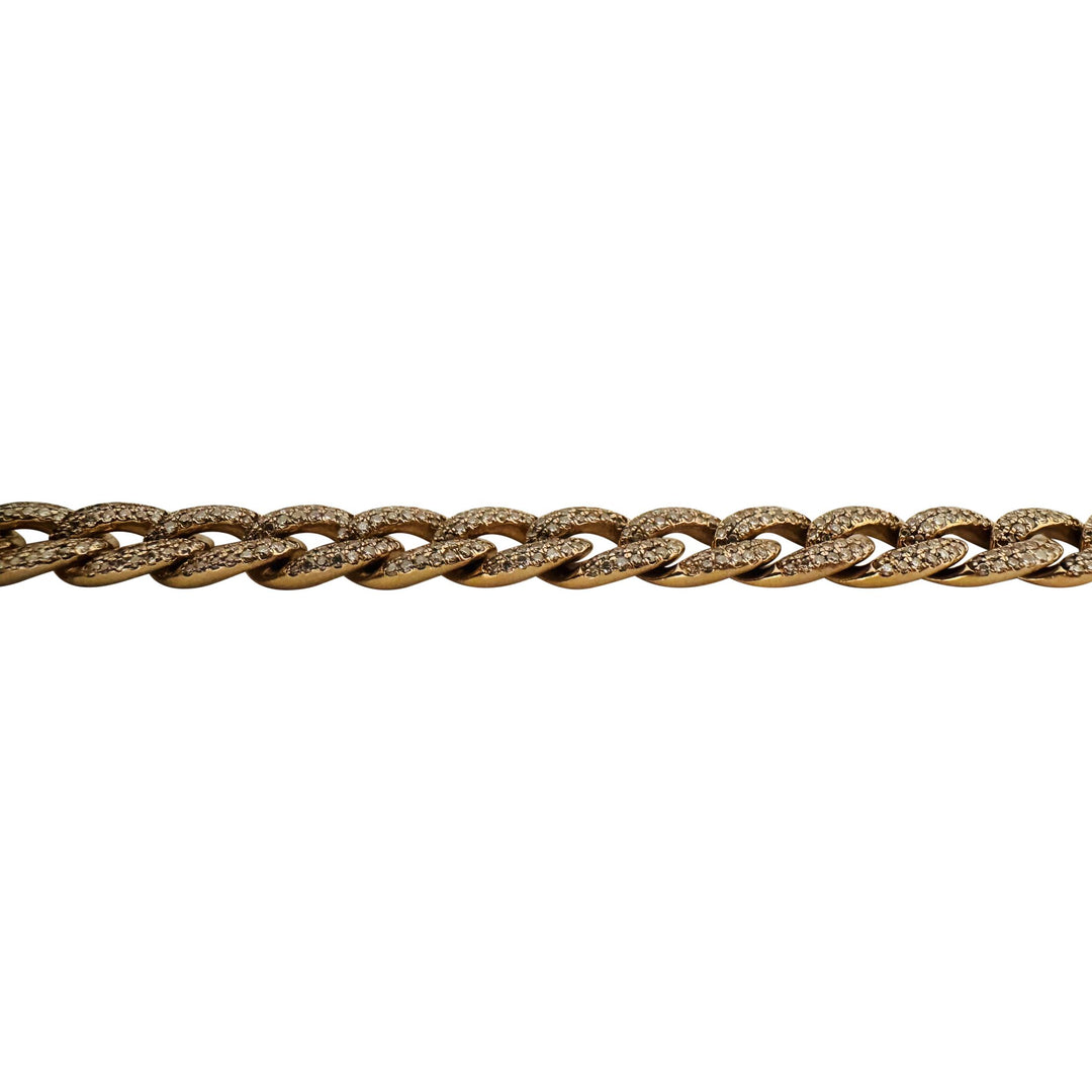 18k Yellow Gold and 4.5cttw Diamond Solid Ladies Curb Link Bracelet 7"
