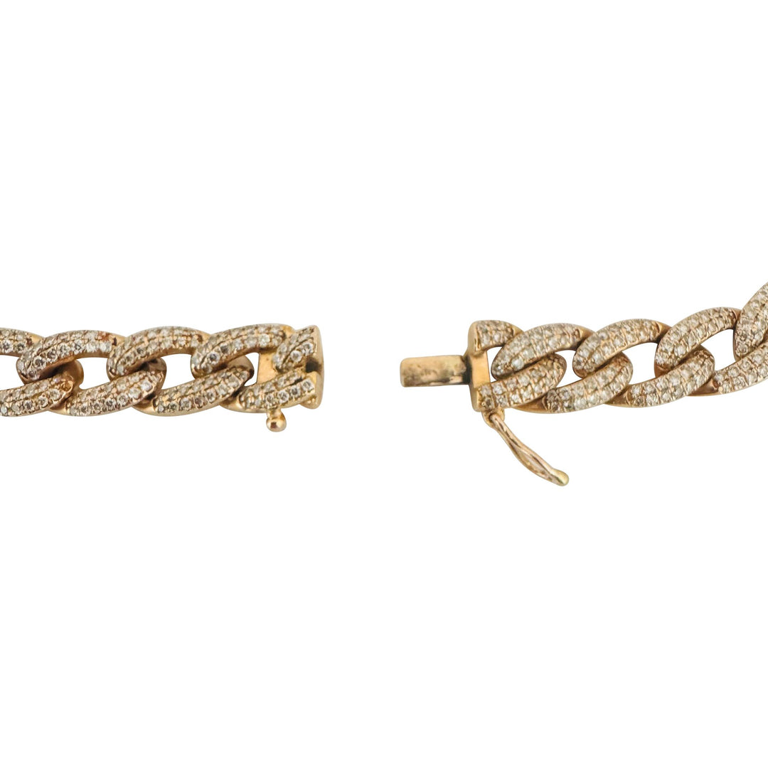 18k Yellow Gold and 4.5cttw Diamond Solid Ladies Curb Link Bracelet 7"