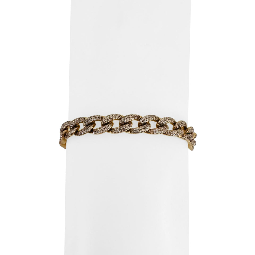 18k Yellow Gold and 4.5cttw Diamond Solid Ladies Curb Link Bracelet 7"