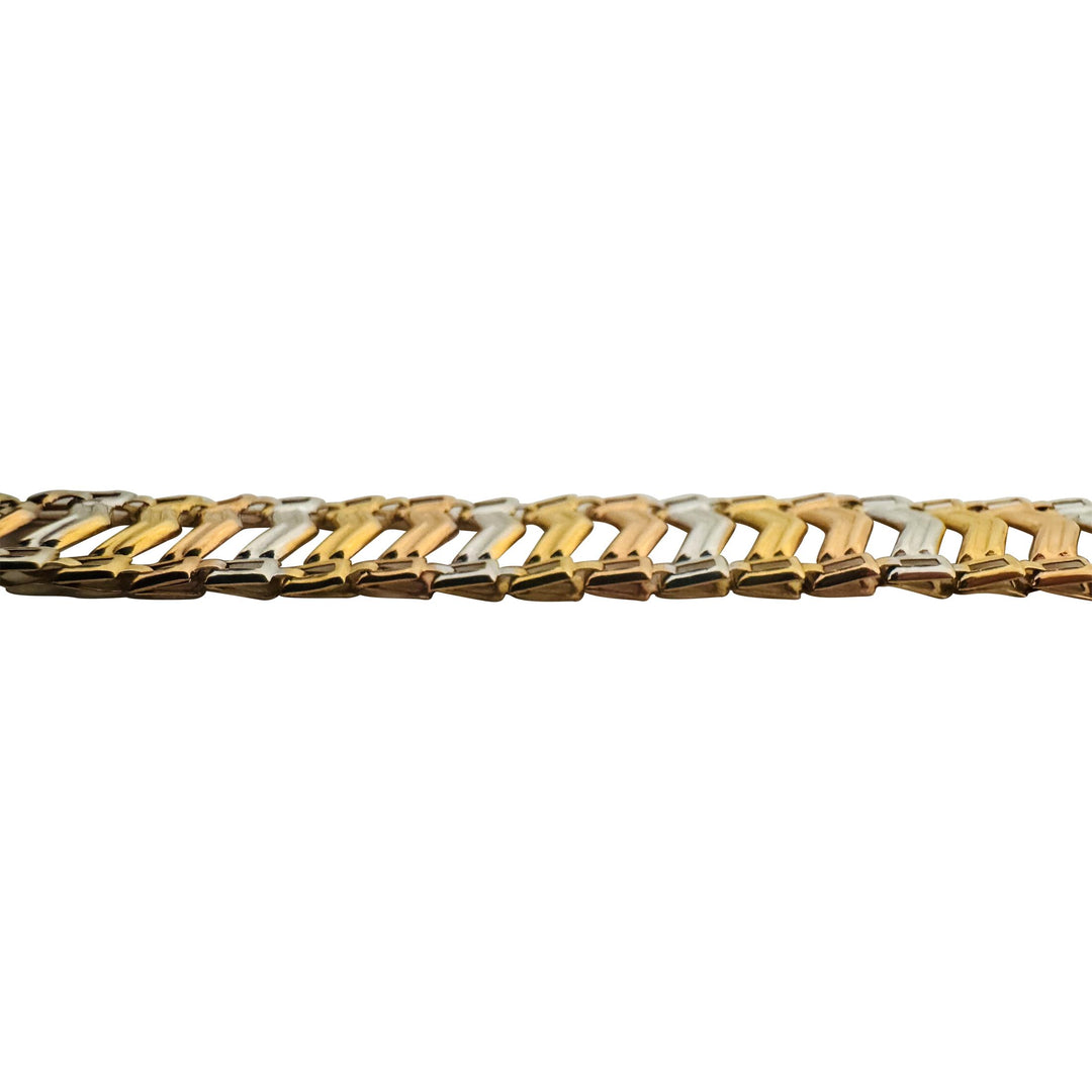 18k Yellow White and Rose Gold 7g Ladies Tri Tone Fancy Link Bracelet 7"