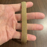 14k Yellow Gold 29g Vintage Thick Wide 15mm Mesh Link Bracelet Italy 7.5"