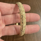 14k Yellow Gold 15.5g Textured Diamond Cut 10mm Bangle Bracelet 7.75"