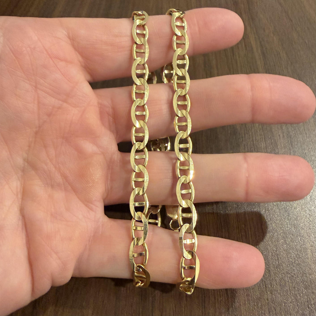 14k Yellow Gold 22.7g Solid 6.5mm Mariner Link Chain Necklace 18"