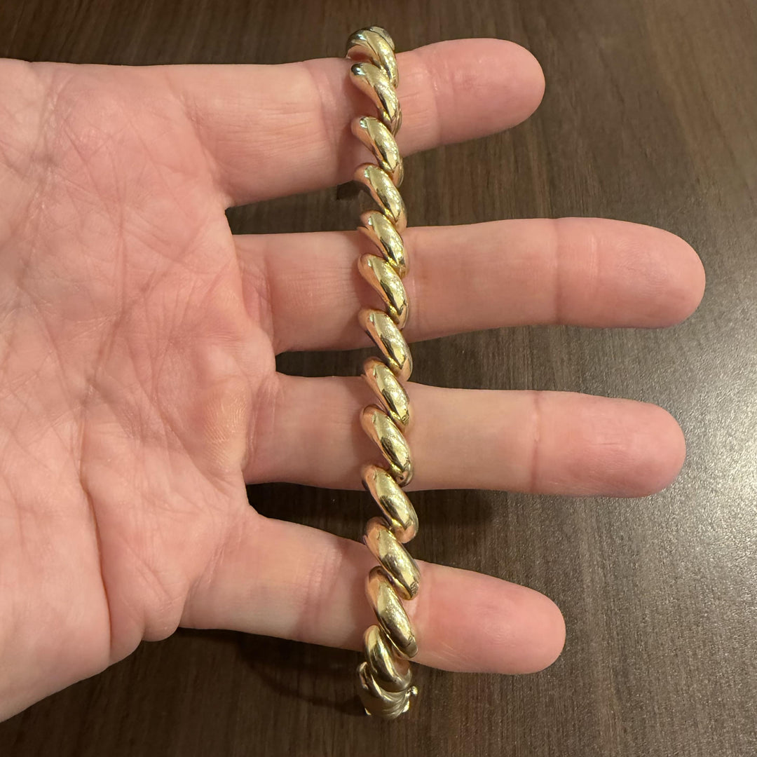 14k Yellow Gold 19.2g Ladies Polished 9mm San Marco Link Bracelet 7.25"