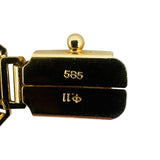 14k Yellow and White Gold 17.8g Greek Key Medallion Link Bracelet 7.25"