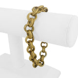 14k Yellow Gold 15.4g Vintage 12mm Three Circle Link Bracelet Italy 8.25"