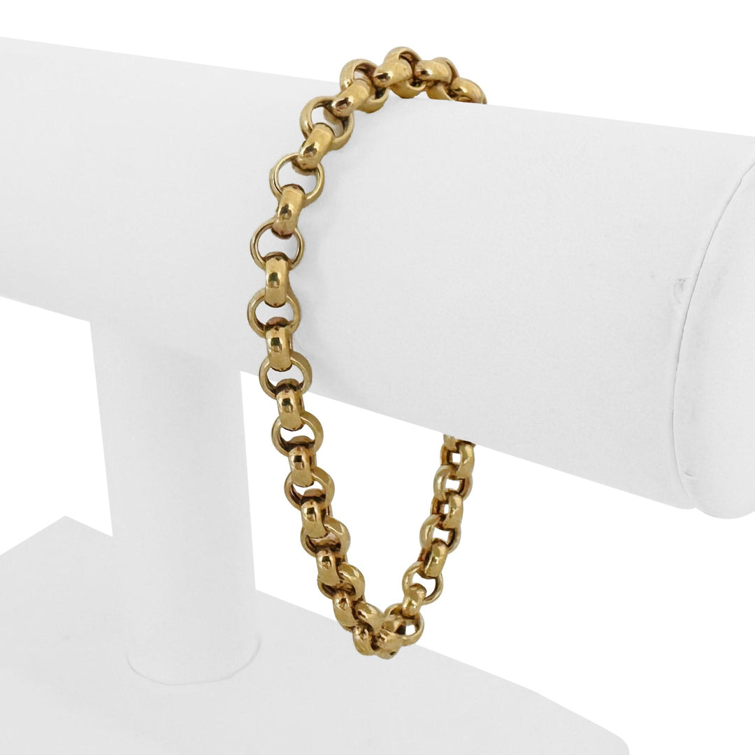 14k Yellow Gold 9g Hollow Polished 6.5mm Rolo Link Bracelet Italy 7.75"