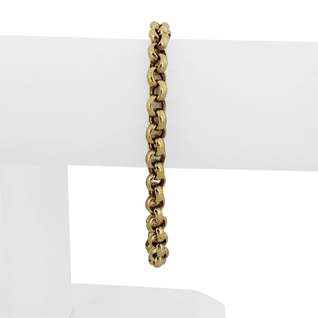 14k Yellow Gold 9g Hollow Polished 6.5mm Rolo Link Bracelet Italy 7.75"