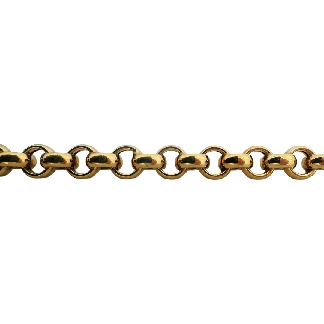 14k Yellow Gold 9g Hollow Polished 6.5mm Rolo Link Bracelet Italy 7.75"