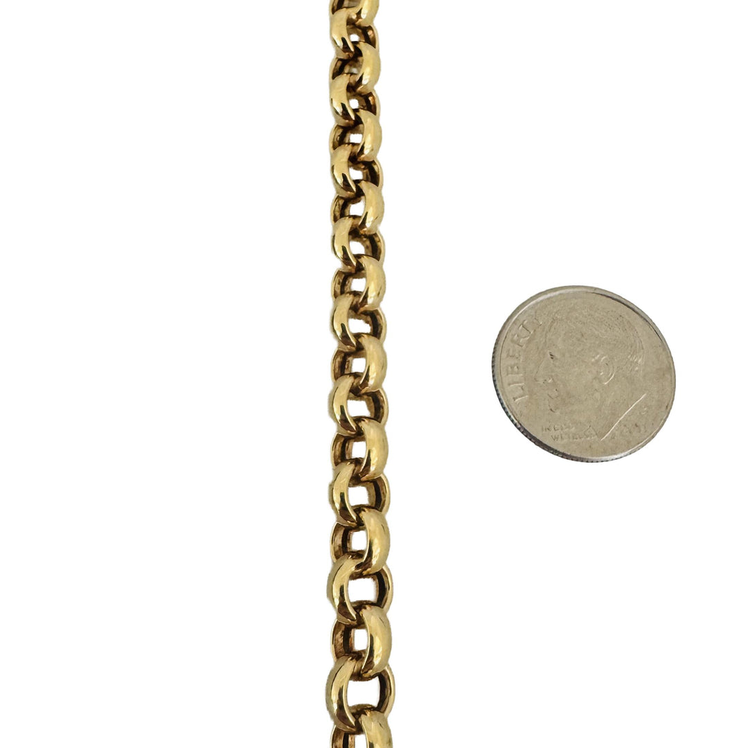 14k Yellow Gold 9g Hollow Polished 6.5mm Rolo Link Bracelet Italy 7.75"