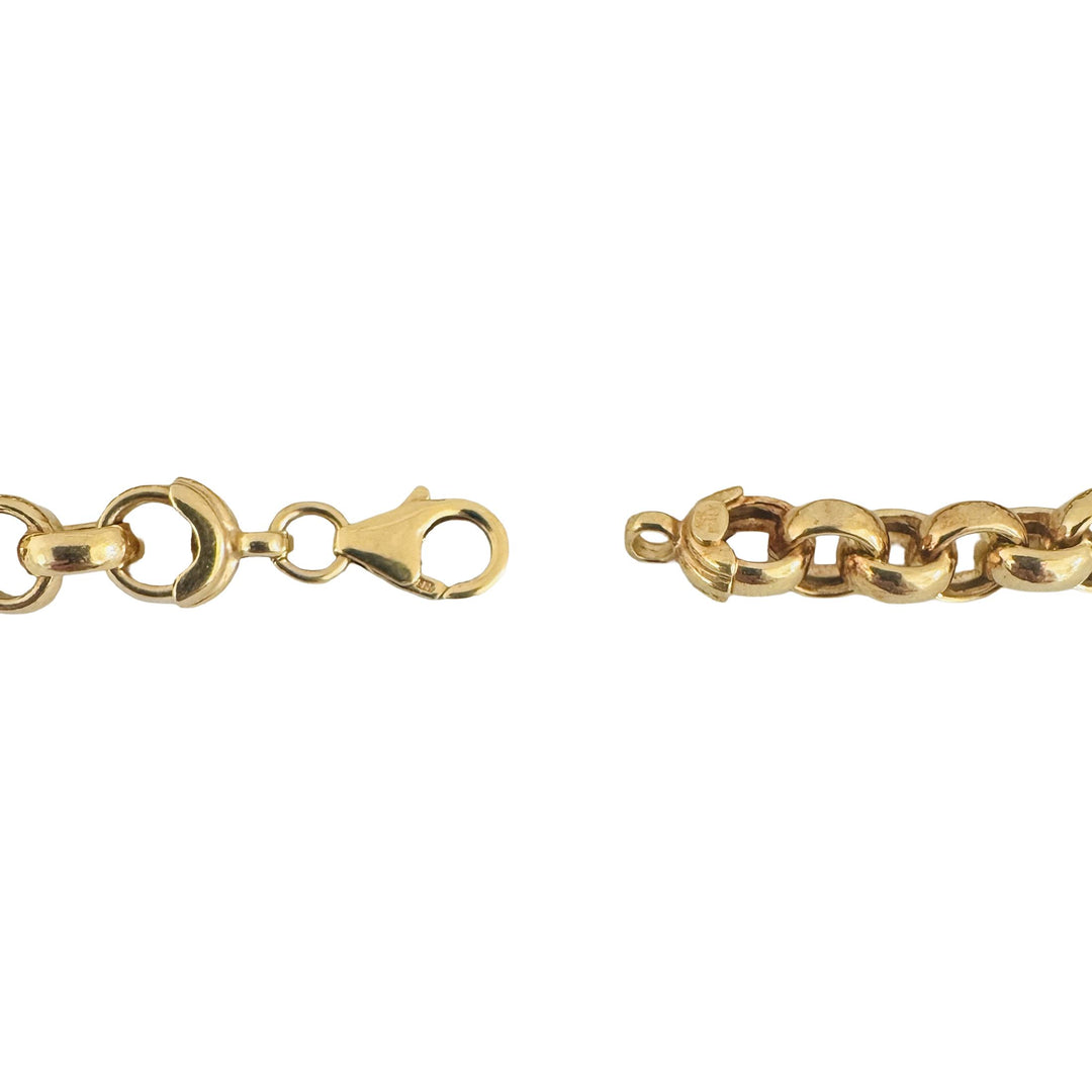 14k Yellow Gold 9g Hollow Polished 6.5mm Rolo Link Bracelet Italy 7.75"