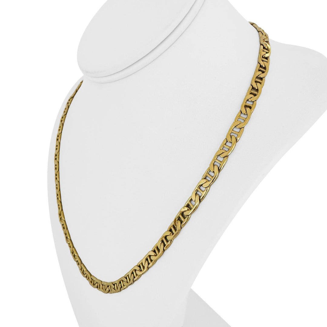 14k Yellow Gold 19.3g Semi Solid 5.5mm Mariner Link Chain Necklace Italy 20"