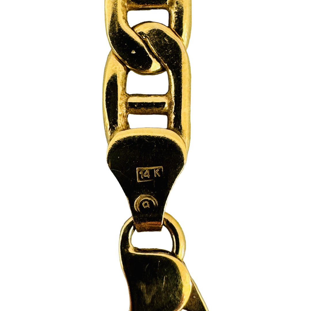 14k Yellow Gold 19.3g Semi Solid 5.5mm Mariner Link Chain Necklace Italy 20"