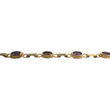14k Yellow Gold and Bezel Set Amethyst 4.6g Ladies Fancy Link Bracelet 7"