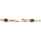 14k Yellow Gold and Bezel Set Amethyst 4.6g Ladies Fancy Link Bracelet 7"