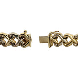 14k Yellow and White Gold 17.6g Ladies Polished 10mm Heart Link Bracelet 7"
