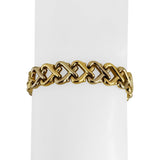 14k Yellow and White Gold 17.6g Ladies Polished 10mm Heart Link Bracelet 7"