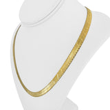 10k Yellow Gold 21.2g Solid Diamond Cut 7mm Herringbone Link Necklace Italy 20"