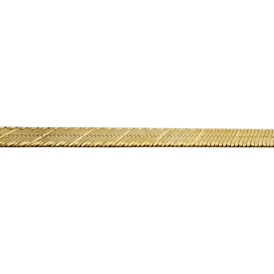 10k Yellow Gold 21.2g Solid Diamond Cut 7mm Herringbone Link Necklace Italy 20"