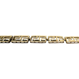 14k Yellow Gold 4.9g Textured Greek Key 6.5mm Panel Link Bracelet 7"