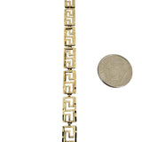 14k Yellow Gold 4.9g Textured Greek Key 6.5mm Panel Link Bracelet 7"