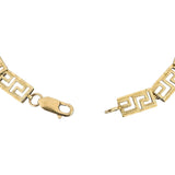 14k Yellow Gold 4.9g Textured Greek Key 6.5mm Panel Link Bracelet 7"
