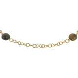 18k Yellow Gold 26.5g Tiger's Eye Bead Station Cable Link Necklace Italy 29"