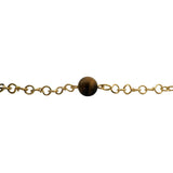 18k Yellow Gold 26.5g Tiger's Eye Bead Station Cable Link Necklace Italy 29"