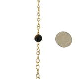 18k Yellow Gold 26.5g Tiger's Eye Bead Station Cable Link Necklace Italy 29"