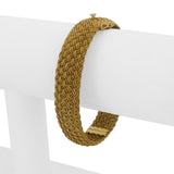 19k Yellow Gold 36.8g Solid Heavy 13mm Mesh Rigid Bangle Bracelet 7"