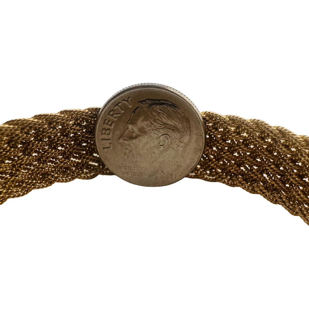 19k Yellow Gold 36.8g Solid Heavy 13mm Mesh Rigid Bangle Bracelet 7"