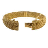 19k Yellow Gold 36.8g Solid Heavy 13mm Mesh Rigid Bangle Bracelet 7"