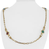14k Yellow Gold and Colored Glass 32.3g Solid Cable Link Necklace Italy 24"