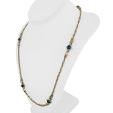 14k Yellow Gold and Colored Glass 32.3g Solid Cable Link Necklace Italy 24"