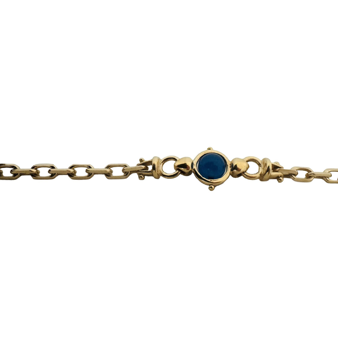 14k Yellow Gold and Colored Glass 32.3g Solid Cable Link Necklace Italy 24"