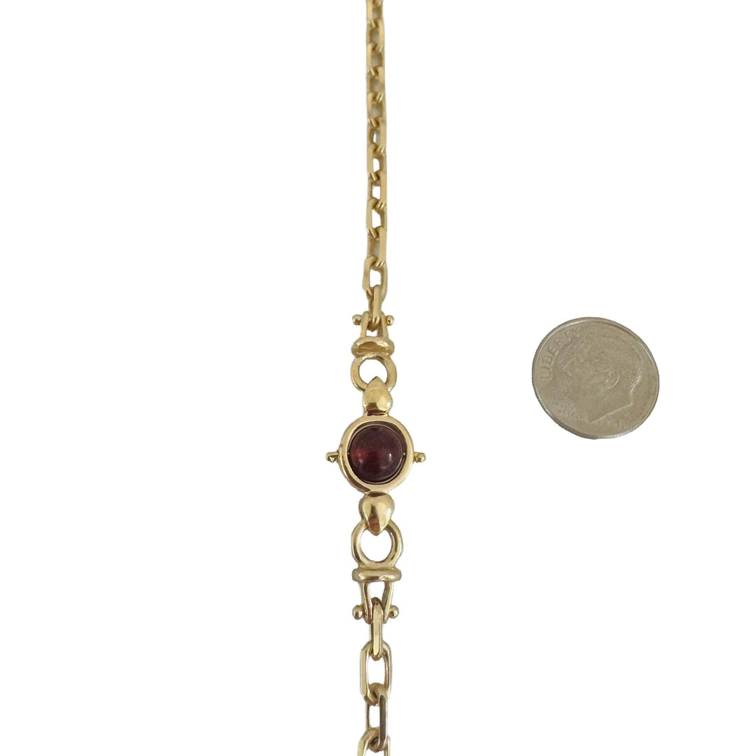 14k Yellow Gold and Colored Glass 32.3g Solid Cable Link Necklace Italy 24"