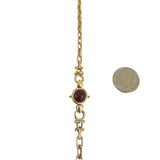 14k Yellow Gold and Colored Glass 32.3g Solid Cable Link Necklace Italy 24"