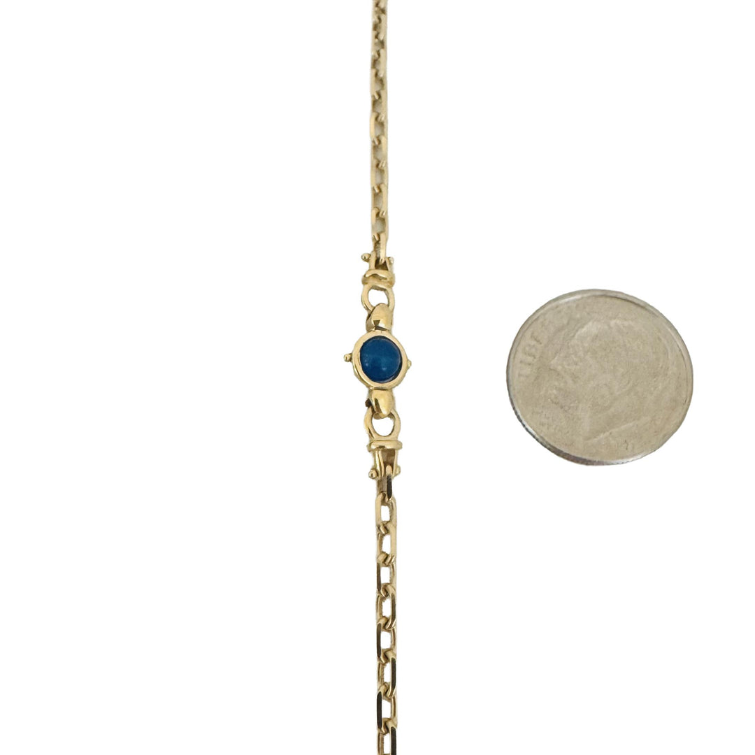 14k Yellow Gold and Colored Glass 32.3g Solid Cable Link Necklace Italy 24"