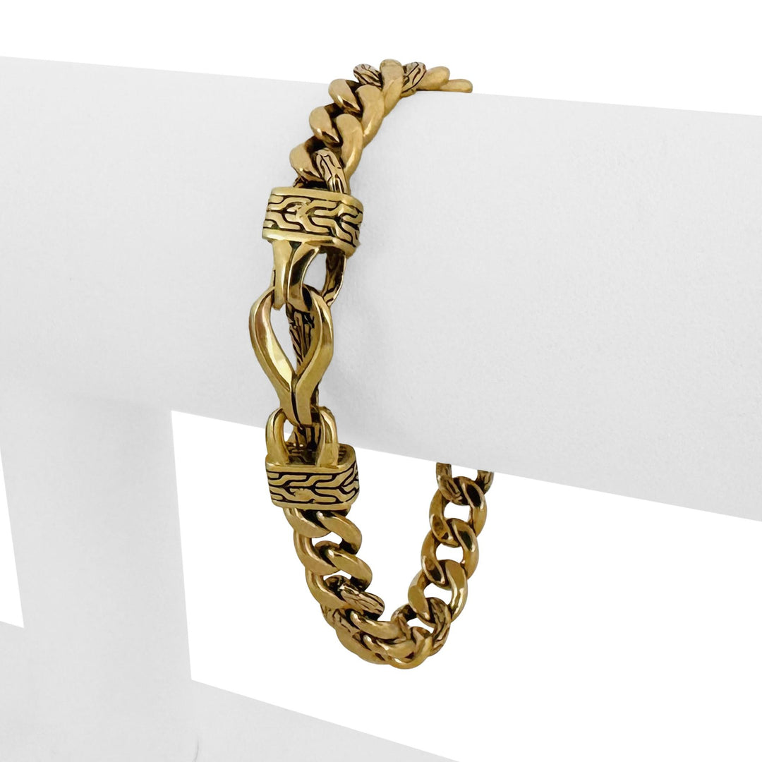 John Hardy 18k Yellow Gold 18g Vintage Fancy Curb Link Bracelet 7"