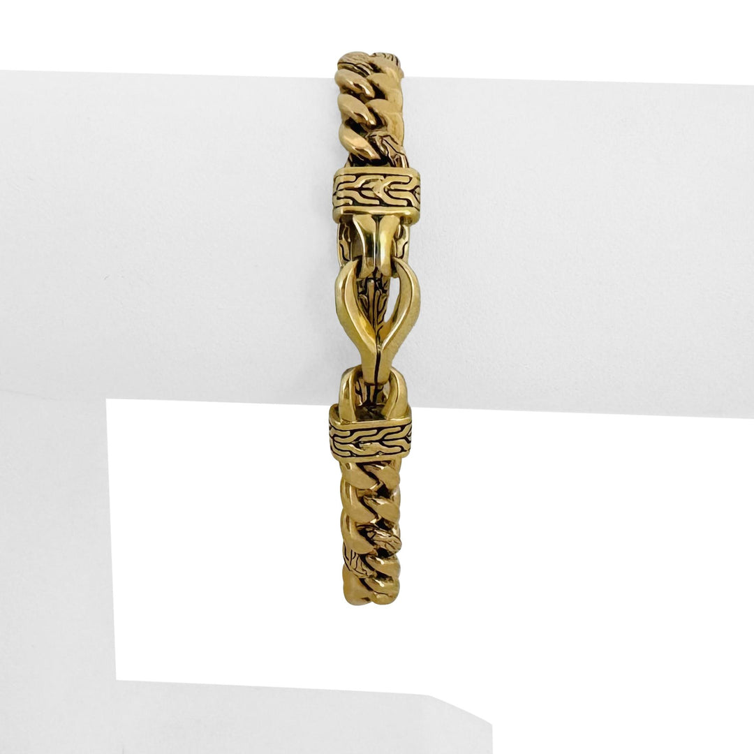 John Hardy 18k Yellow Gold 18g Vintage Fancy Curb Link Bracelet 7"