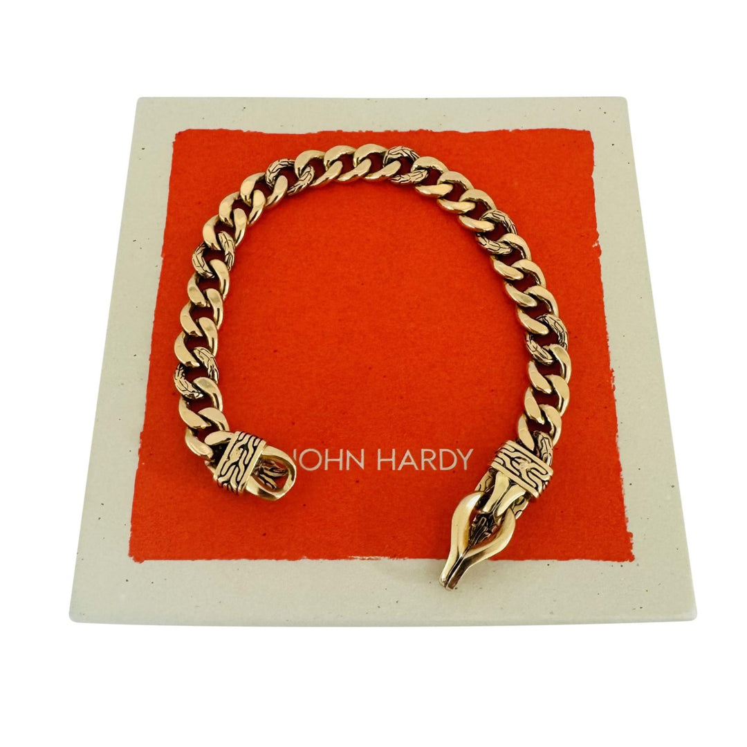 John Hardy 18k Yellow Gold 18g Vintage Fancy Curb Link Bracelet 7"