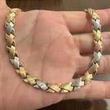 14k Yellow White and Rose Gold 22.5g Fancy X Link Chain Necklace Turkey 17"
