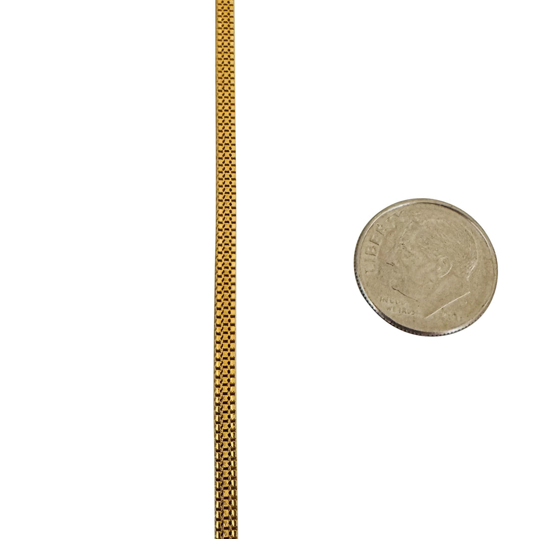 22k Yellow Gold 24g Solid Squared 2.5mm Fancy Link Chain Necklace 24"