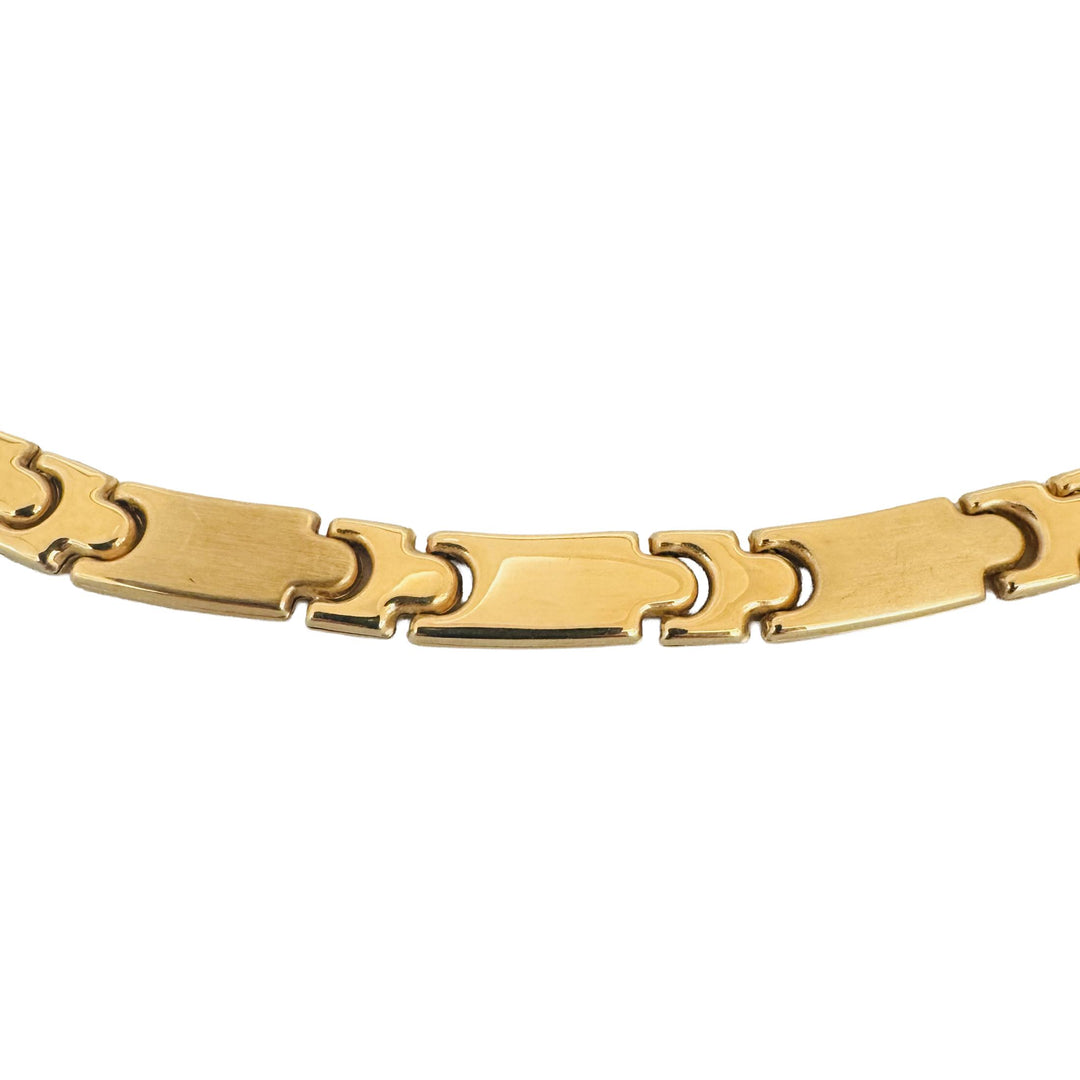 18k Yellow Gold 30g Vintage Polished 7.5mm Panel Link Necklace Italy 19"
