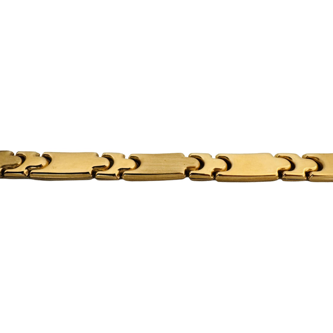 18k Yellow Gold 30g Vintage Polished 7.5mm Panel Link Necklace Italy 19"