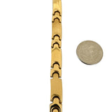 18k Yellow Gold 30g Vintage Polished 7.5mm Panel Link Necklace Italy 19"