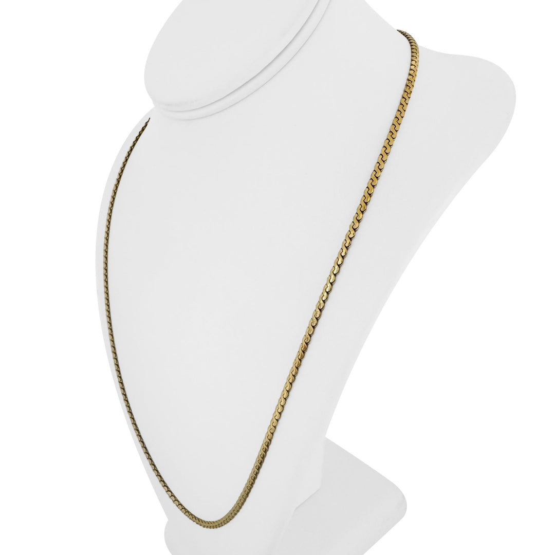 18k Yellow Gold 19.6g Vintage UnoAErre Serpentine Link Chain Necklace Italy 24"