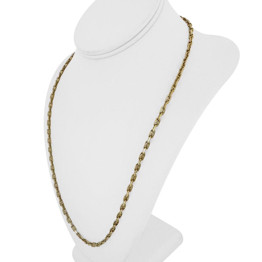 18k Yellow Gold 24.9g Solid 3.5mm Mariner Link Chain Necklace Italy 23.5"